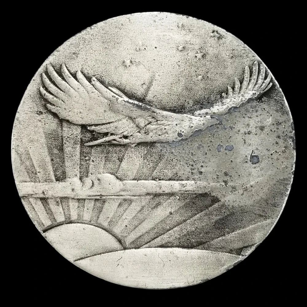 Vintage Eagle Flying At Sunrise Round Belt Buckle USA Made‎ Napoleon Empereur